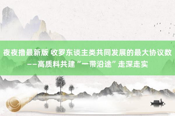 夜夜撸最新版 收罗东谈主类共同发展的最大协议数——高质料共建“一带沿途”走深走实