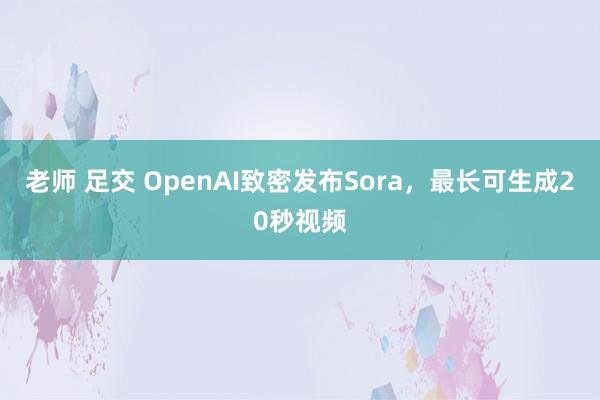 老师 足交 OpenAI致密发布Sora，最长可生成20秒视频