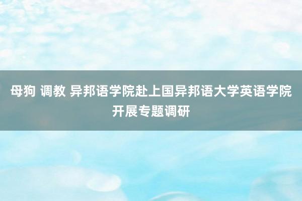 母狗 调教 异邦语学院赴上国异邦语大学英语学院开展专题调研