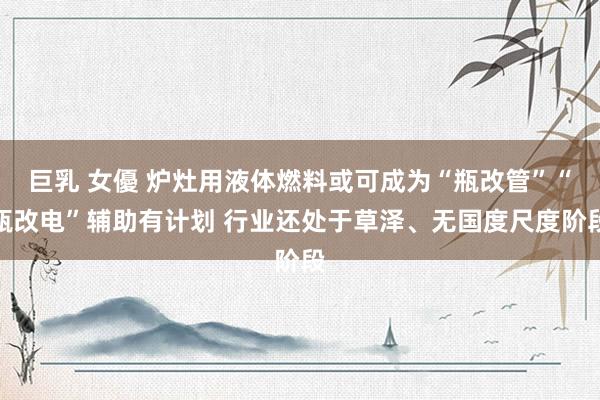 巨乳 女優 炉灶用液体燃料或可成为“瓶改管”“瓶改电”辅助有计划 行业还处于草泽、无国度尺度阶段