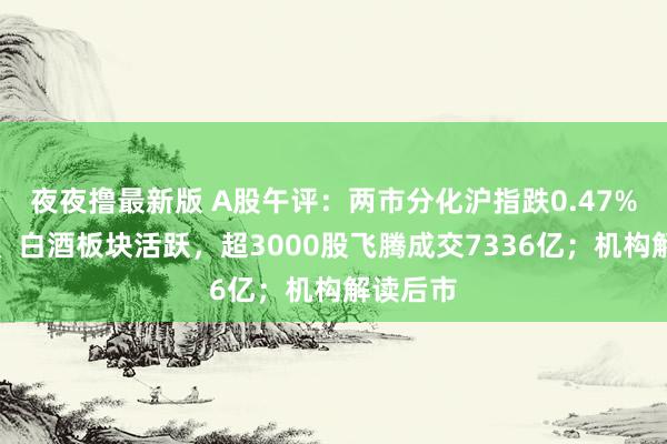 夜夜撸最新版 A股午评：两市分化沪指跌0.47%，中药、白酒板块活跃，超3000股飞腾成交7336亿；机构解读后市