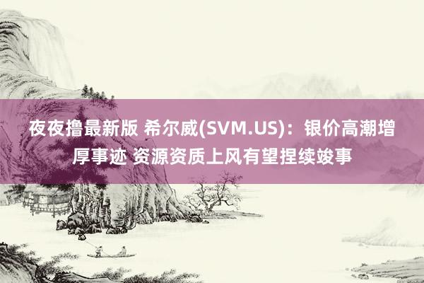 夜夜撸最新版 希尔威(SVM.US)：银价高潮增厚事迹 资源资质上风有望捏续竣事