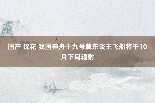 国产 探花 我国神舟十九号载东谈主飞船将于10月下旬辐射
