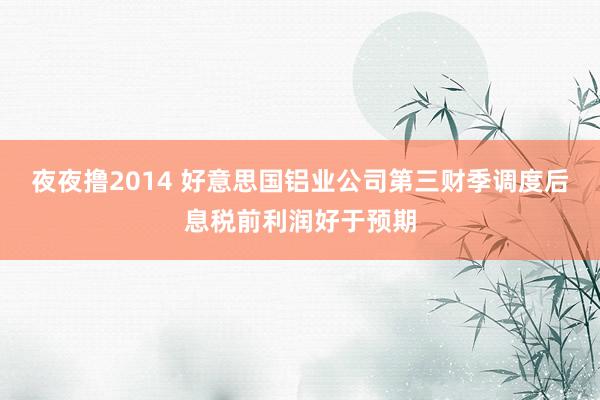 夜夜撸2014 好意思国铝业公司第三财季调度后息税前利润好于预期