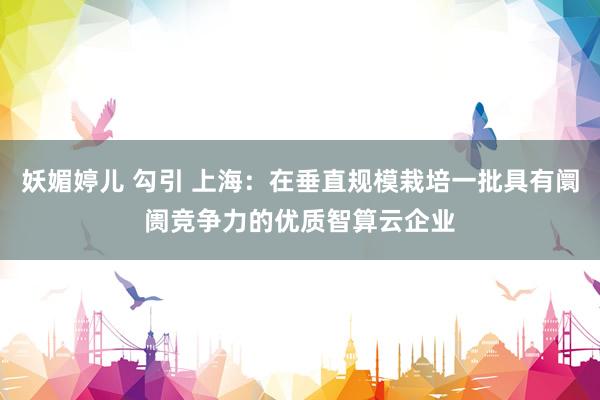 妖媚婷儿 勾引 上海：在垂直规模栽培一批具有阛阓竞争力的优质智算云企业